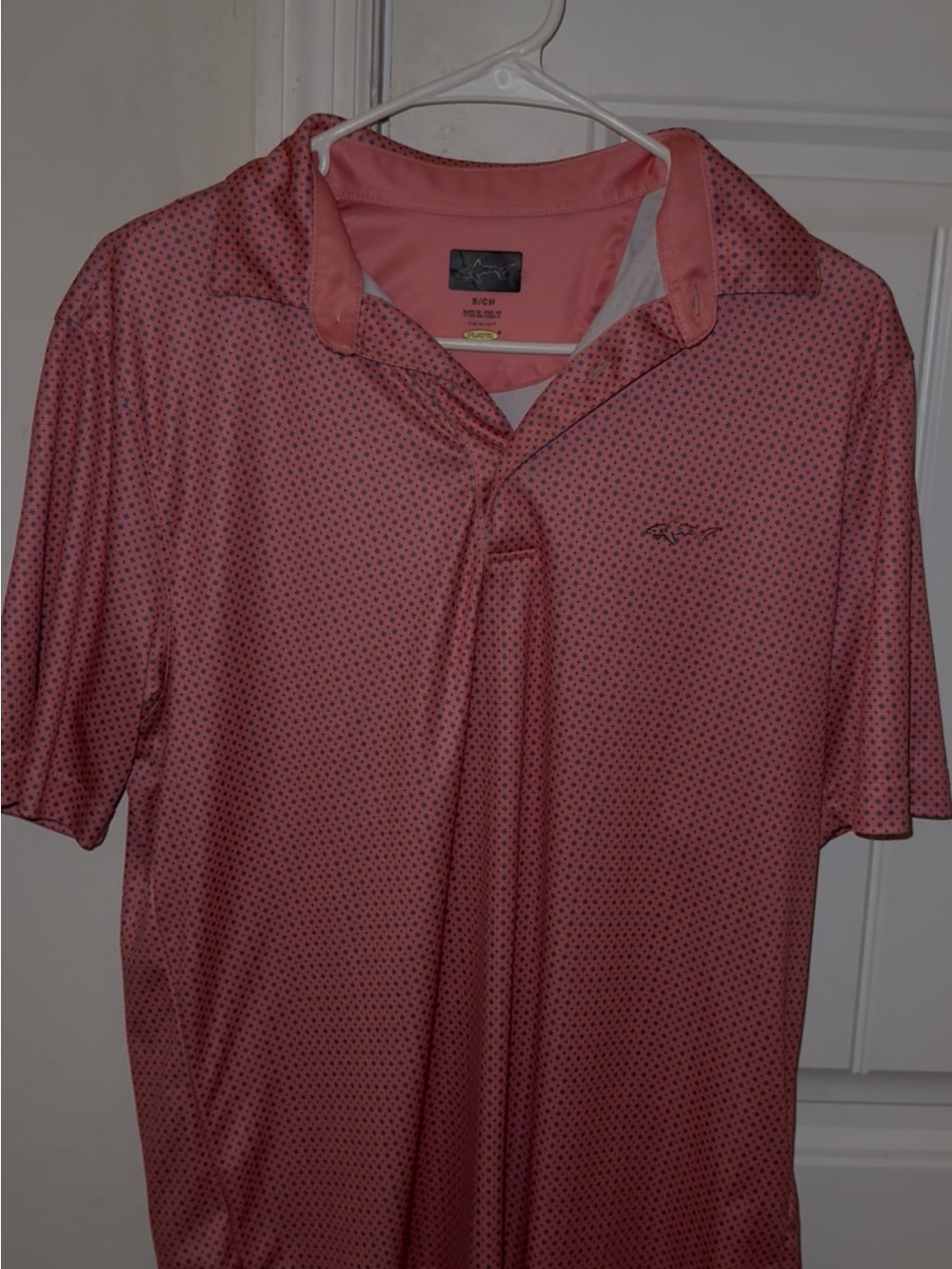 Greg Norman Collection Coral Pink Micro-Pattern Performance Polo